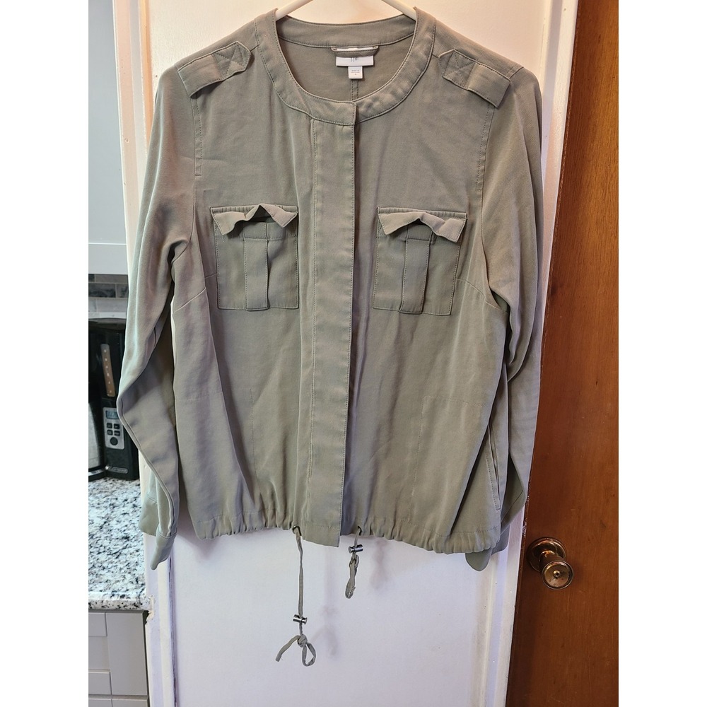 J.Jill Lightweight Utility Jacket In A Soft Olive Green Color Size Medium